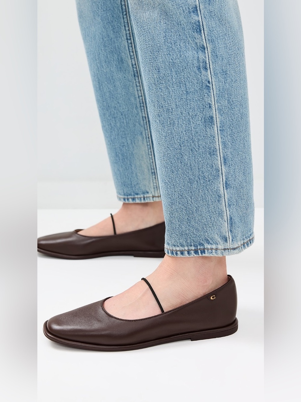 Coach ✨ $150 NIB Women's Emilia Mary Jane Leather Flats 🤎 Maple Brown ✨ Size 7.5 - Picture 2 of 12